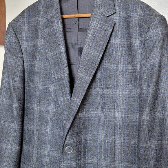 Joseph Abboud Other - Joseph Abboud Heritage Marzotto Super 110s 100% Wool Gray Blue Plaid Blazer✨️44R